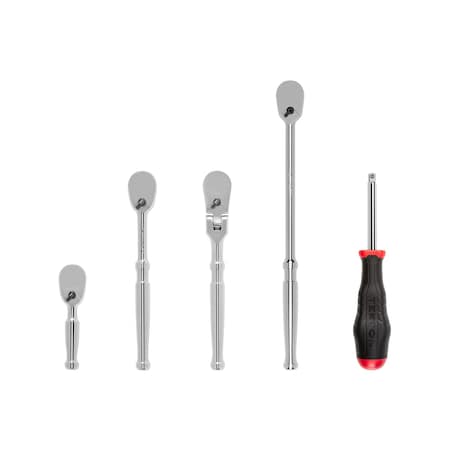 Tekton 1/4 Inch Drive Ratchet and Spinner Handle Set (5-Piece) SDR99009